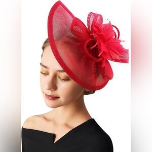 Red Fascinator Hat Great for Kentucky Derby